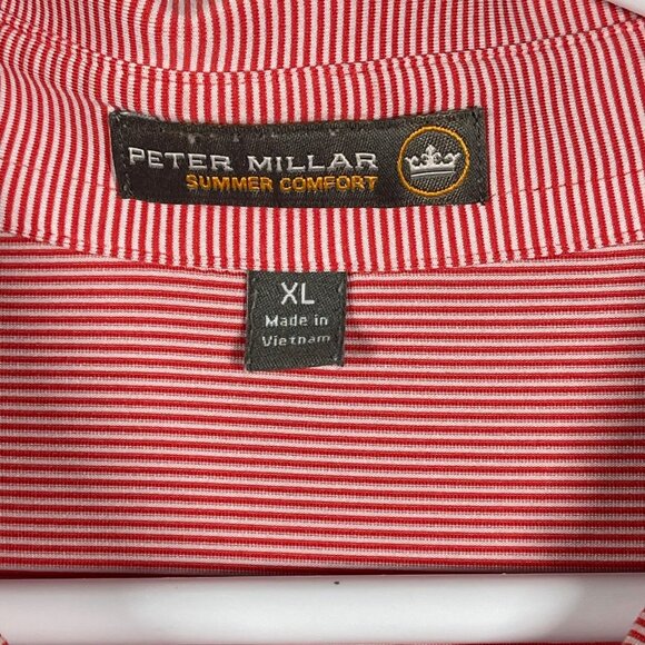 Peter Millar Summer Comfort Mens XL Red & White Striped Golf Polo Shirt - Picture 2 of 8